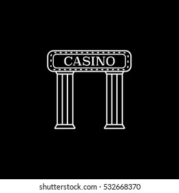 Casino Entrance Line Icon On Black Background
