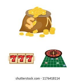 Casino and equipment cartoon icons in set collection for design. Gambling and money vector symbol stock web illustration.