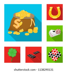 Casino and equipment flat icons in set collection for design. Gambling and money vector symbol stock web illustration.