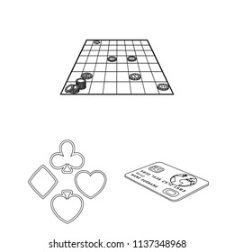 Casino and equipment outline icons in set collection for design. Gambling and money vector symbol stock web illustration.