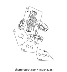 casino falling cards and chips gambling symbol