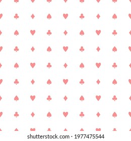 Casino fashion pattern. Vector poker seamless design. Card game casino table cloth texture.
