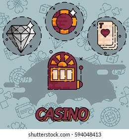 Casino flat concept icons