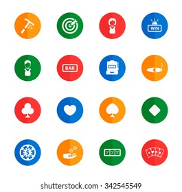 Casino flat icons for media