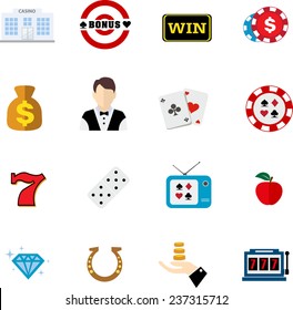 casino flat icons set
