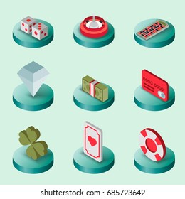 Casino flat isometric set