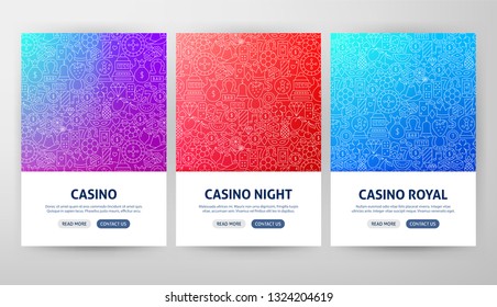 Casino Flyer Concepts. Vector Illustration of Outline Web Banner Design.