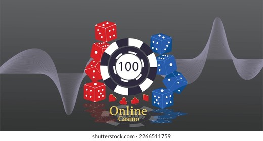 casino flying poker chips. Draft . Poker casino vector illustration. Red and black realistic chips in the air. Gambling concept, poker mobile app icon