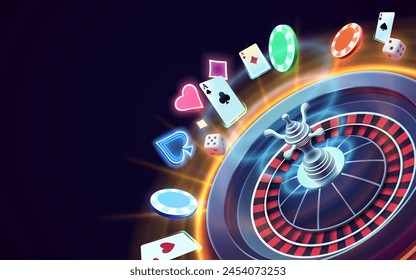 Casino fortune machine winner, jackpot fortune of luck, win banner. Vector illustration