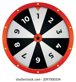 Casino fortune wheel.  Black, white, red. Gambling industry, entertainment, hobby concept. Jackpot lucky number wheeling roulette.  Design for online poker room, website, site page template.