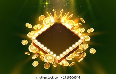 Casino Frame label frame, golden banner, border winner, Vegas game. Vector illustration