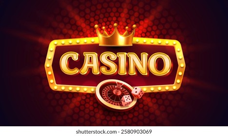 Casino frame label, slot sign machine, night Vegas. Vector illustration