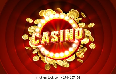 Casino free spin 777 label frame, golden banner, border winner, Vegas game. Vector illustration