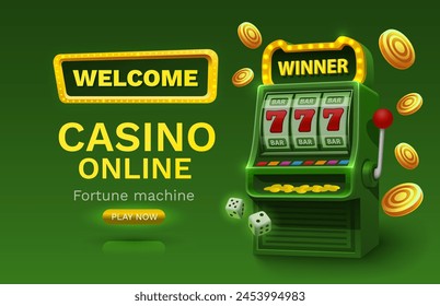 Casino free spins banner slots machine winner, jackpot fortune of luck. Vector illustration