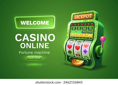 Casino free spins banner slots machine winner, jackpot fortune of luck. Vector illustration