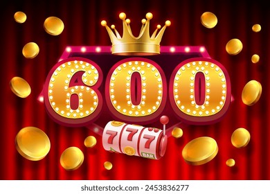 Casino free spins, special voucher 600 coins, Banner special offer. Vector illustration