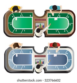 Casino Furniture ,Baccarat  Table Top View Set 4 For Interior, Vector Illustration