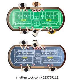 Casino Furniture , Craps Table Top View Set 9 For Interior, Vector Illustration