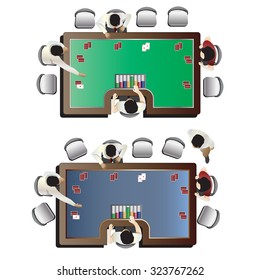 Casino furniture , Poker table top view set 5 for interior, vector illustration