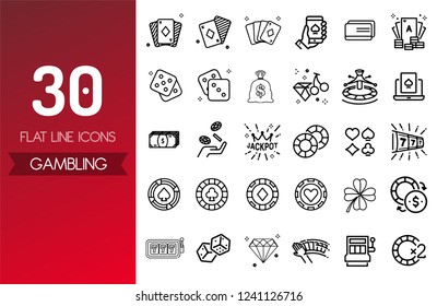 Casino and gamble line icon set vector image. 30 elements 
