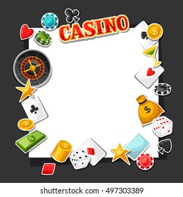 Casino gambling background design with game sticker objects.