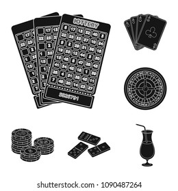 Casino and gambling black icons in set collection for design. Casino and equipment vector symbol stock web illustration.