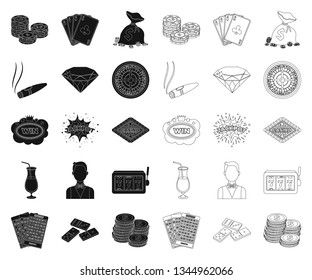 Casino and gambling black,outline icons in set collection for design. Casino and equipment vector symbol stock web illustration.