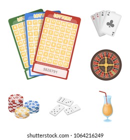 Casino and gambling cartoon icons in set collection for design. Casino and equipment vector symbol stock web illustration.