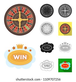 Casino and gambling cartoon,black,flat,monochrome,outline icons in set collection for design. Casino and equipment vector symbol stock web illustration.