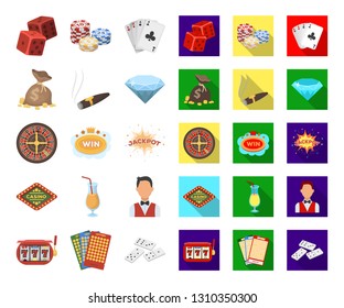 Casino and gambling cartoon,flat icons in set collection for design. Casino and equipment vector symbol stock web illustration.