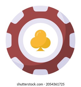 A casino gambling chip in flat vector