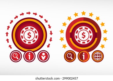Casino gambling chips icon on creative background. Red design concept for banner, web, advertising, print