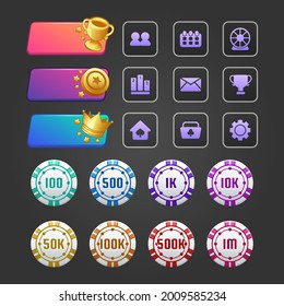Casino and gambling concept. Casino virtual game asset for design casino games. Asset design for internet casino game online. Cartoon vector illustration in 3D style 