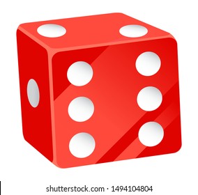 Casino gambling elements, isolated red dice with white dots. Tossing cubes to see result, betting and playing on money in gambler place. Vector illustration in flat cartoon style