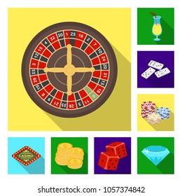 Casino and gambling flat icons in set collection for design. Casino and equipment vector symbol stock web illustration.