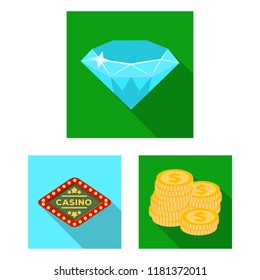 Casino and gambling flat icons in set collection for design. Casino and equipment vector symbol stock web illustration.