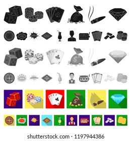 Casino and gambling flat icons in set collection for design. Casino and equipment vector symbol stock web illustration.