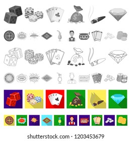 Casino and gambling flat icons in set collection for design. Casino and equipment vector symbol stock web illustration.