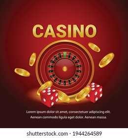 Casino gambling game with golden text and playing cards and casino slot