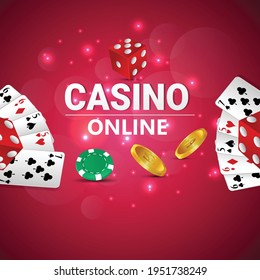 Casino gambling game with roulette , gold coin, dice and background