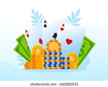 Casino & gambling games illustration flat vector template 