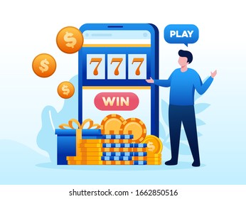 Casino & gambling games illustration flat vector template 