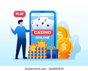 Casino & gambling games illustration flat vector template 