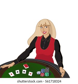 Casino and gambling games symbols jackpot croupier vector illustration
