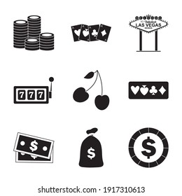 casino and gambling icon set over white background, silhouette style, vector illustration