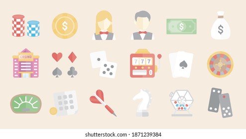 Casino and Gambling icon set (Simple flat vector for illustrations or graphics)