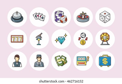 Casino and gambling icons set
