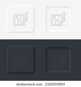 Casino gambling jackpot machine arcade. Neumorphic style button line icon
