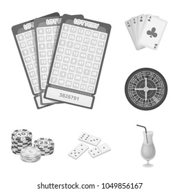 Casino and gambling monochrome icons in set collection for design. Casino and equipment vector symbol stock web illustration.