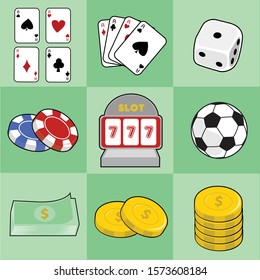 Casino gambling objects vector illustration